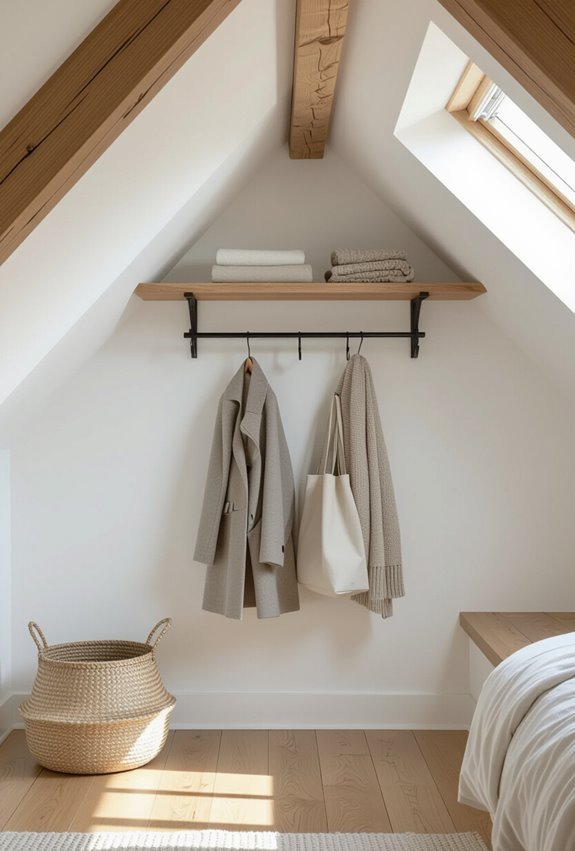 under eave coat and bag hooks