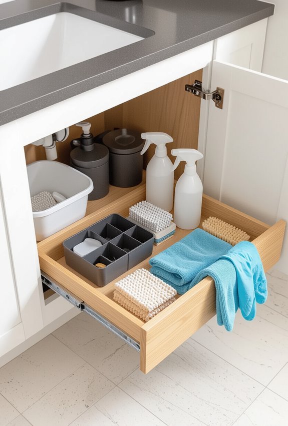 under sink tiered sliding organization
