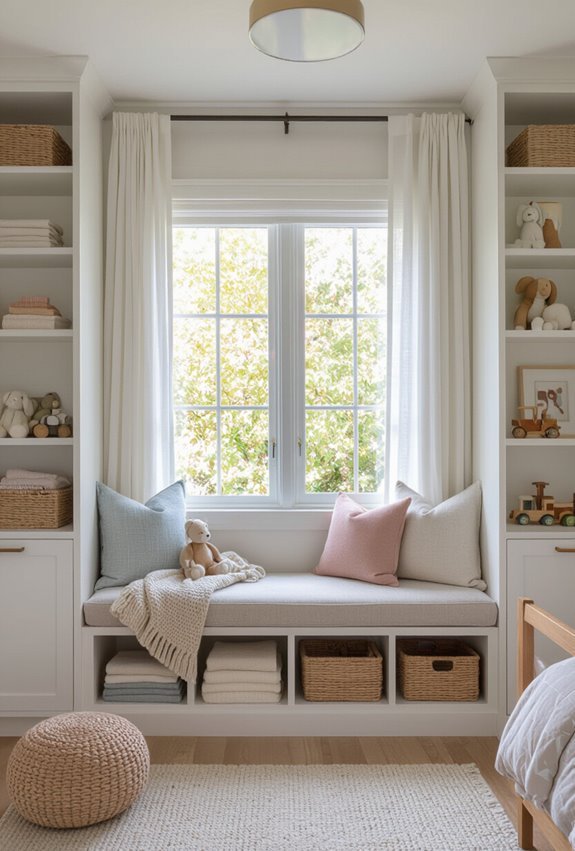 under window cubby bench seating