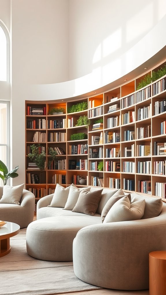 unique curved bookshelf design