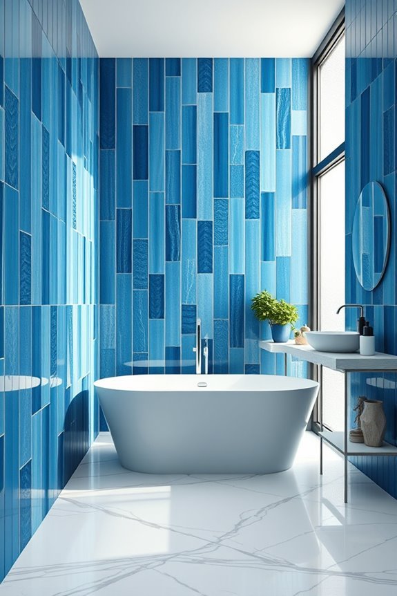 unique vertical blue tiles