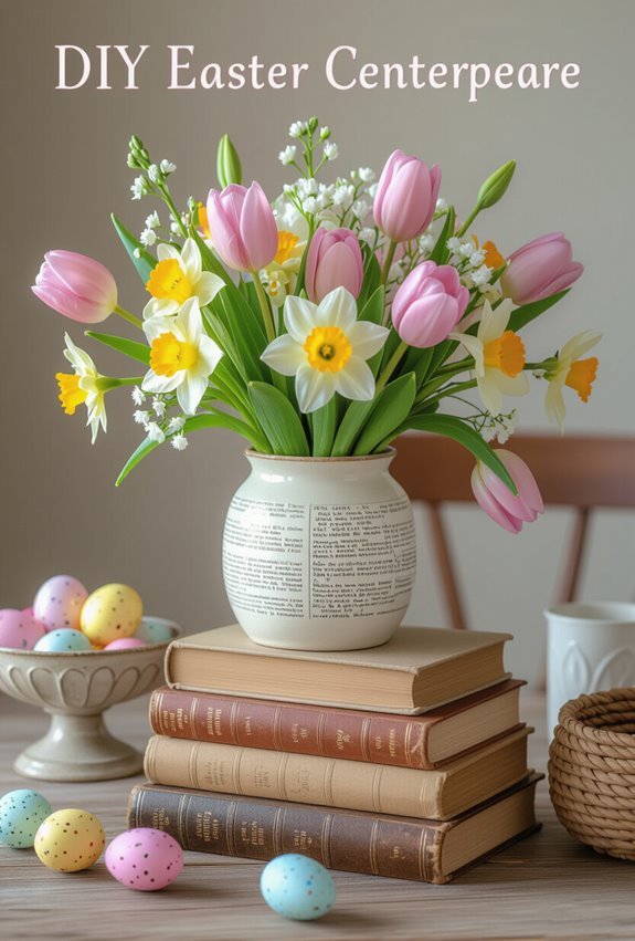upcycled book stack vase