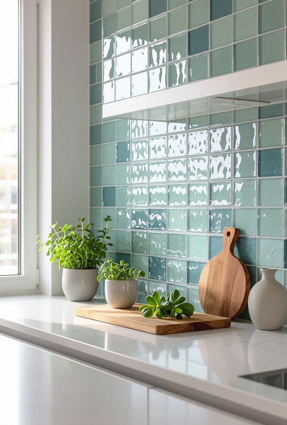 upcycled glass mosaic backsplash