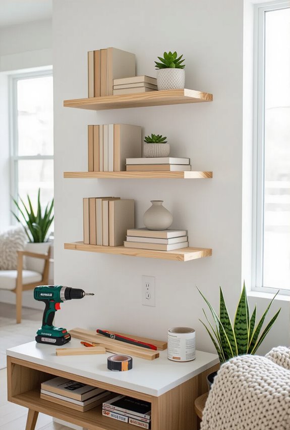 upcycled rustic budget shelving