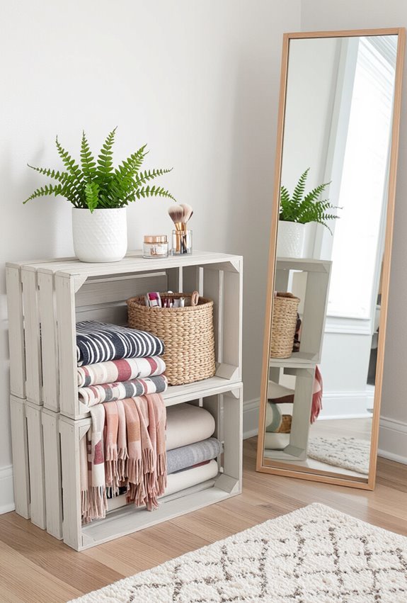 upcycled wooden crate storage