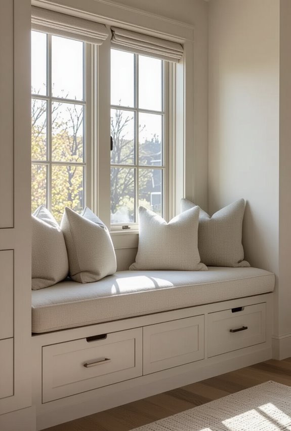 upholstered window seat storage