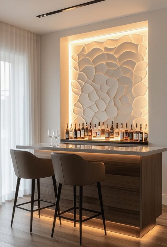 uplighting textures behind bar