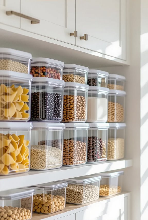 use clear labeled containers