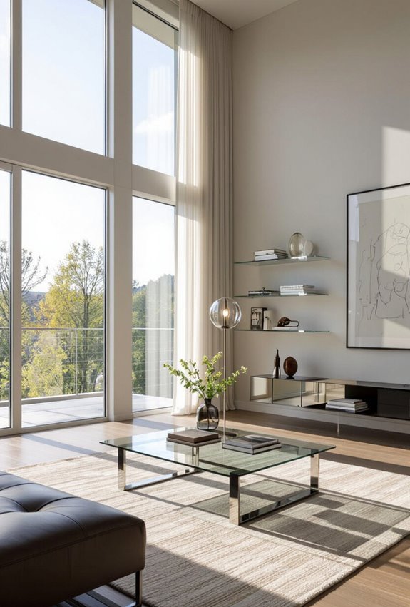 use reflective glass and metal