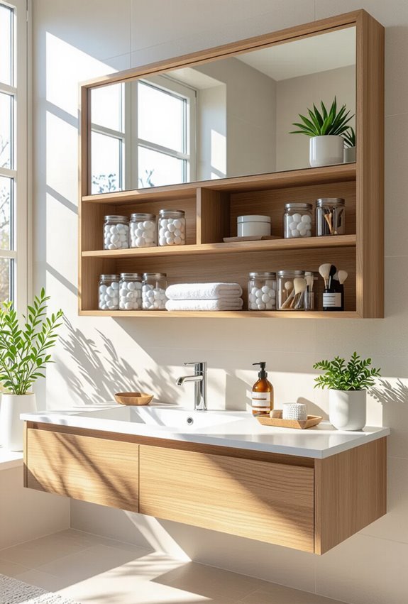 vanity integrated multifunctional storage shelves