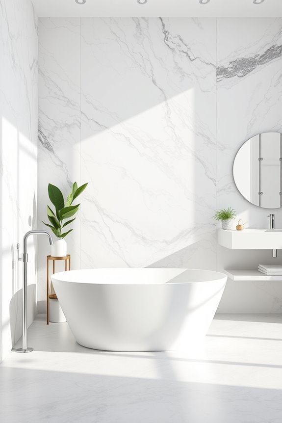 veined marble bathroom accents