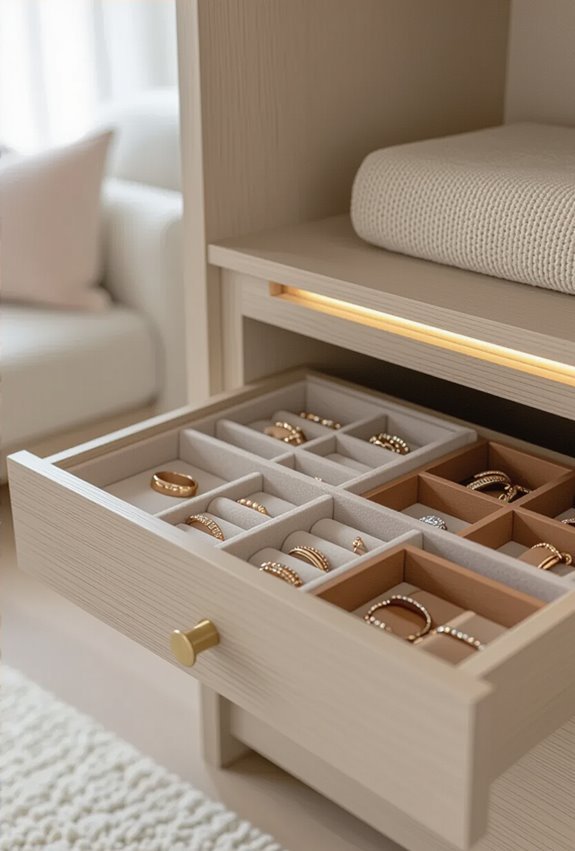velvet lined divided jewelry trays