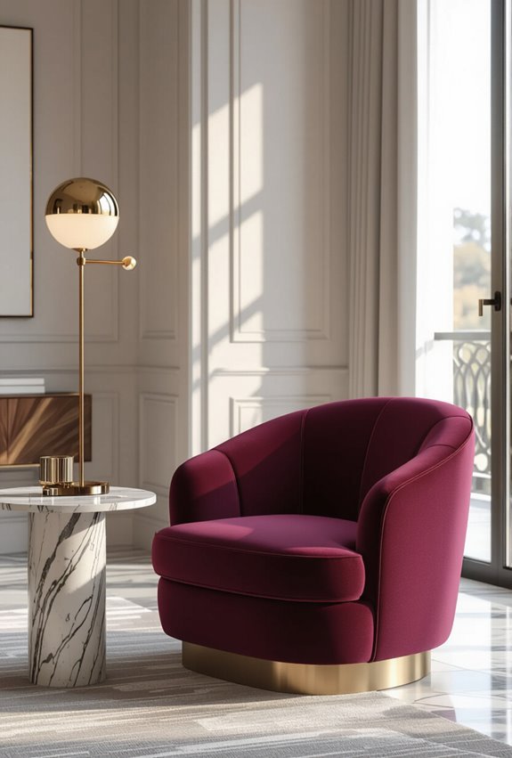 velvet sofas and marble
