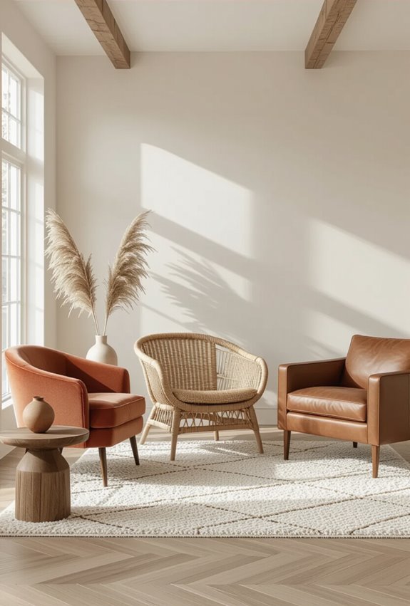 velvet wicker leather trio