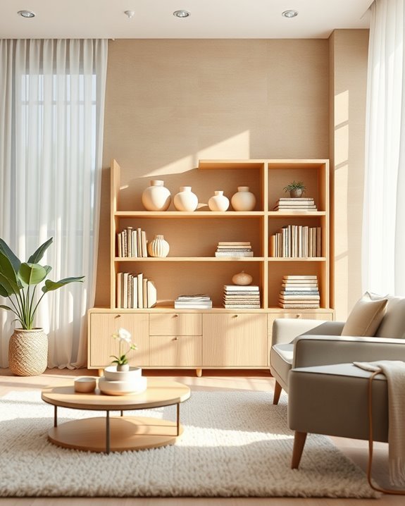 versatile beige shelving units