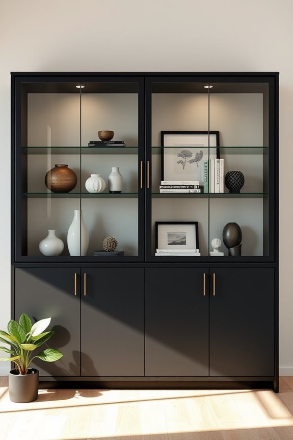 versatile black display cabinets