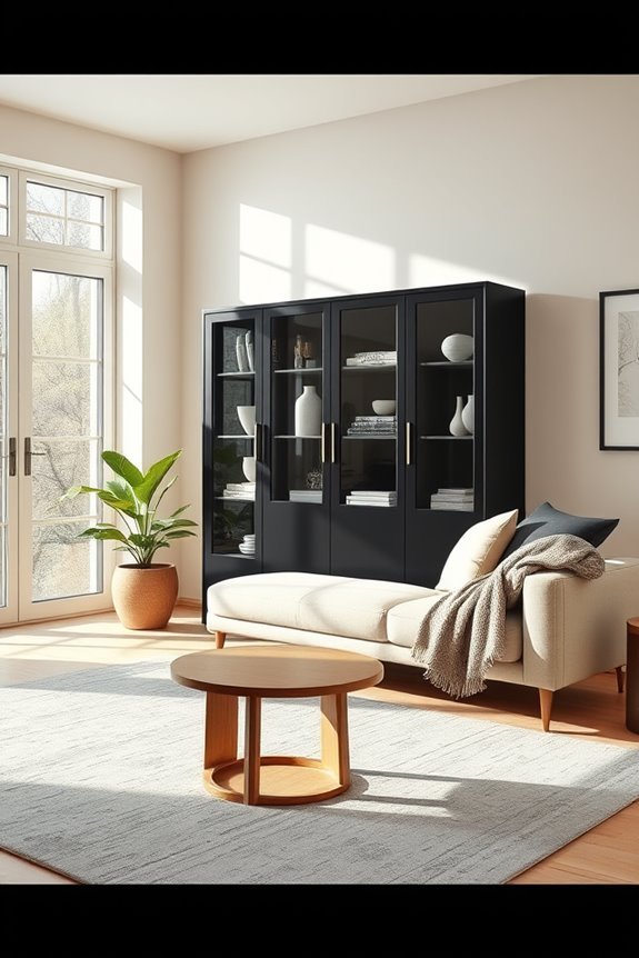 versatile black display cabinets