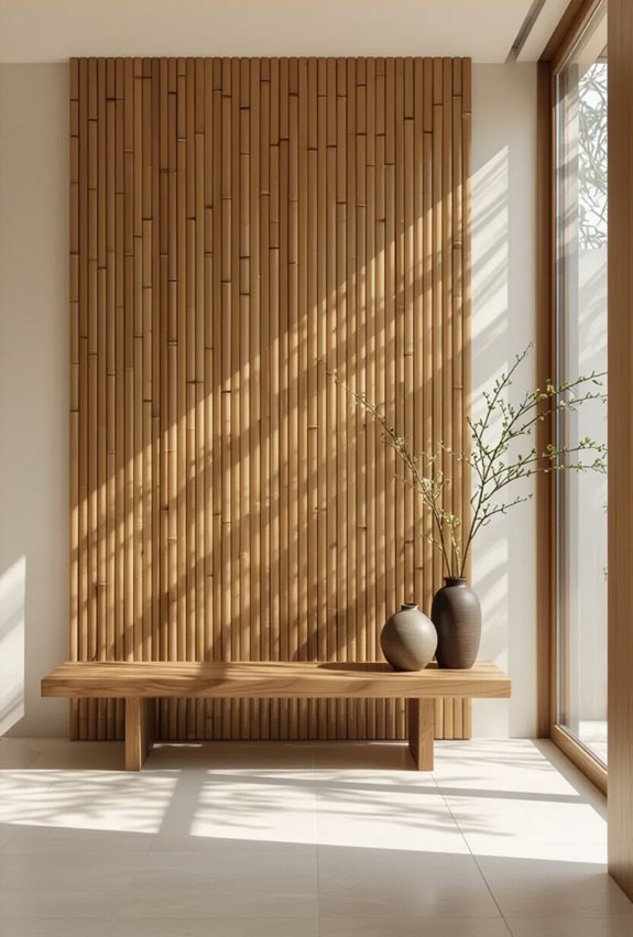 vertical bamboo slatted warmth