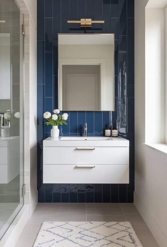 vertical blue tiles elevate space