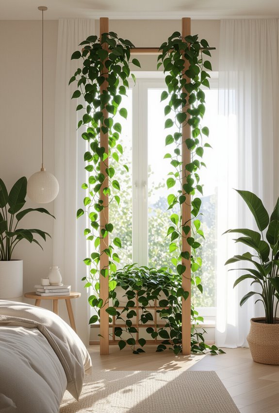 vertical climbing plants with trellis