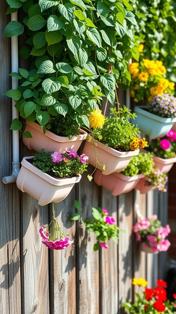 vertical gardens using gutters