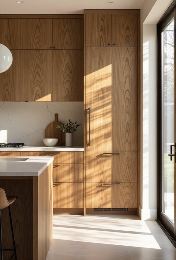 vertical grain textured wood cabinetry
