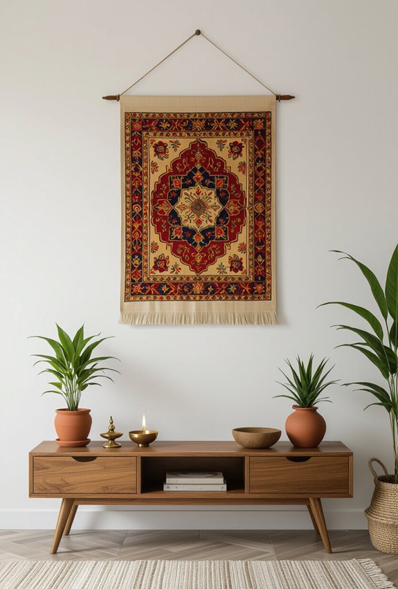 vertical indian tapestry display