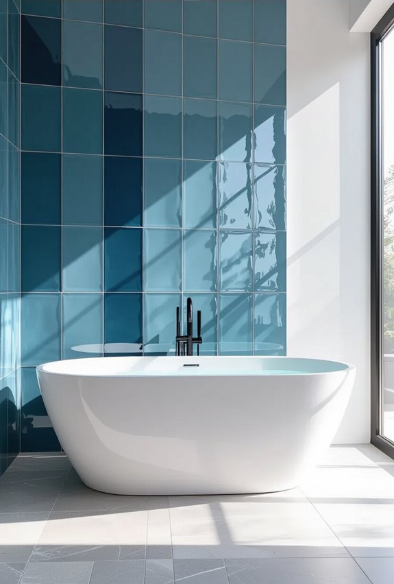 vertical ombre blue tiles