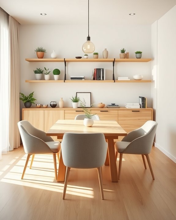 vertical shelving for dining