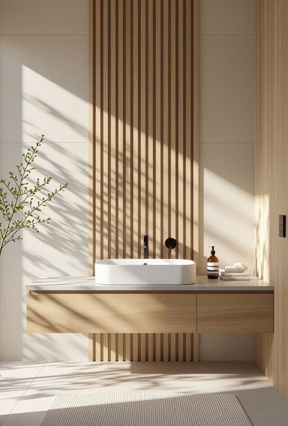 vertical slatted wood accent