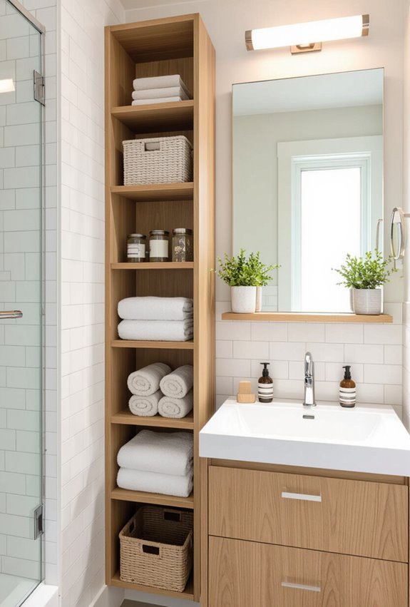 vertical storage for bathrooms