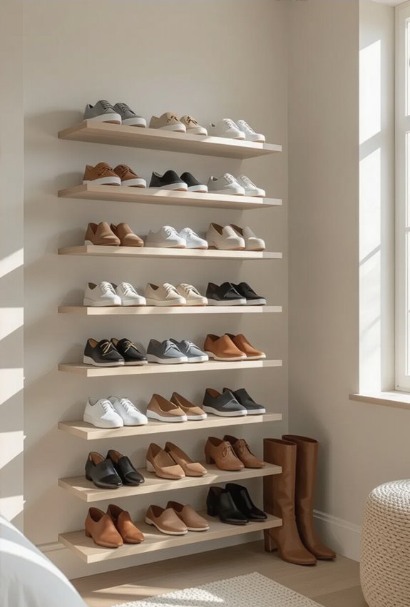 vertical wall shoe organization