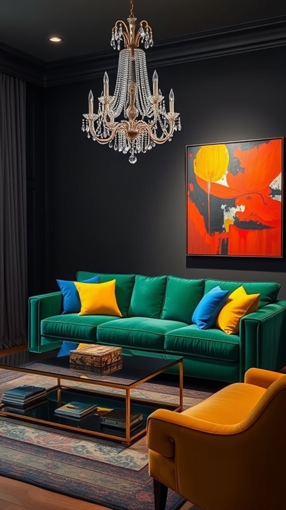 vibrant accents against darkness