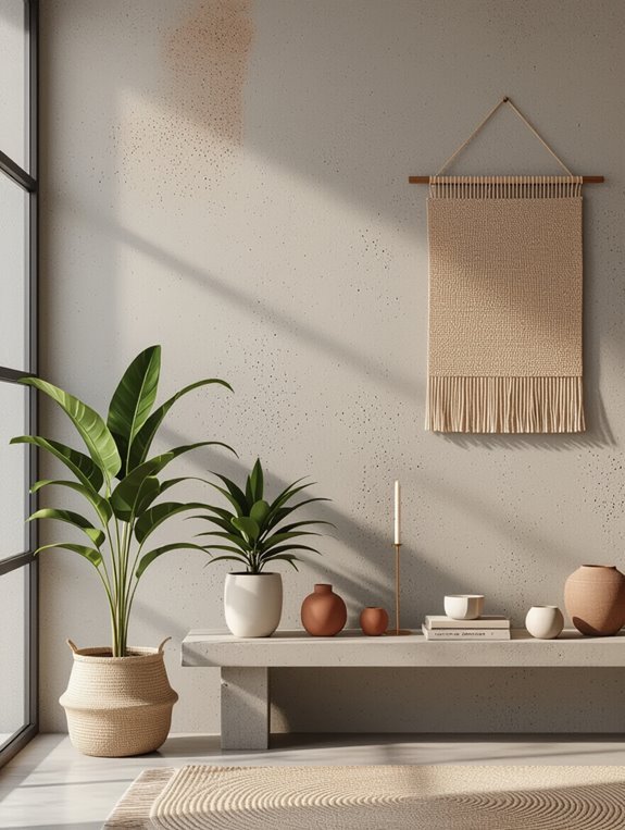 vibrant accents enhance concrete