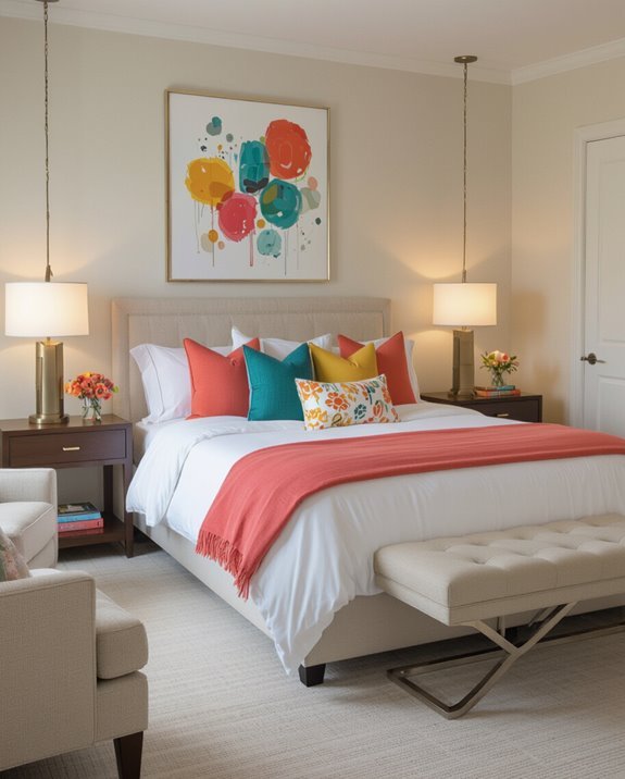 vibrant accents enhance space