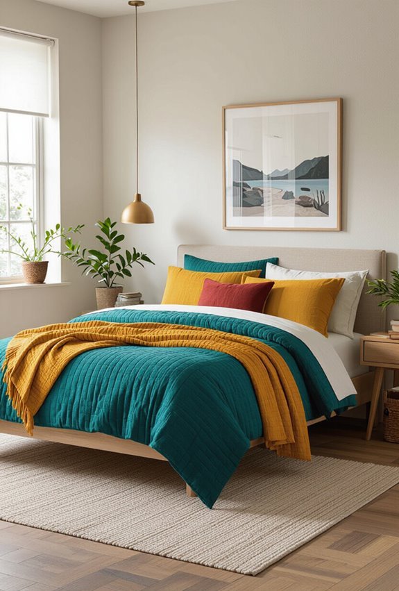 vibrant accents with neutral anchor