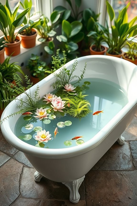 vibrant aquatic bathtub garden