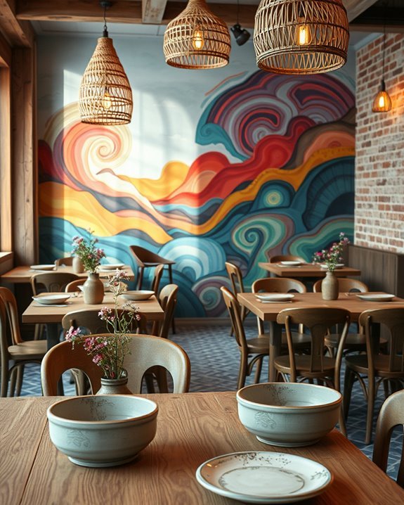vibrant artistic wall murals