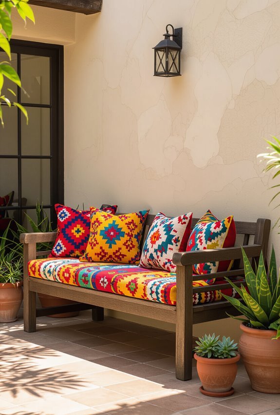 vibrant aztec and otomi pillows