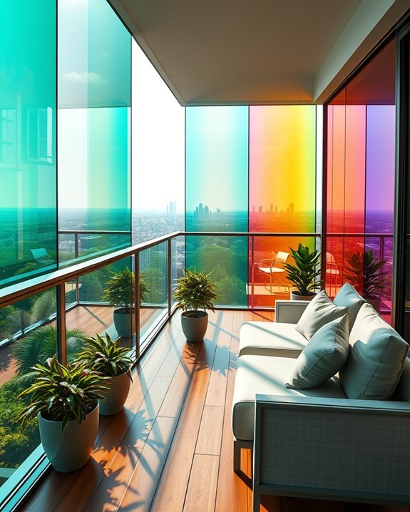 vibrant balcony glass art