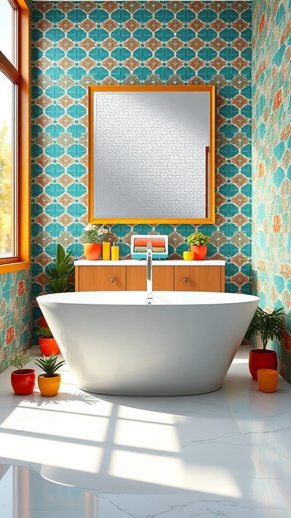 vibrant bathroom color accents