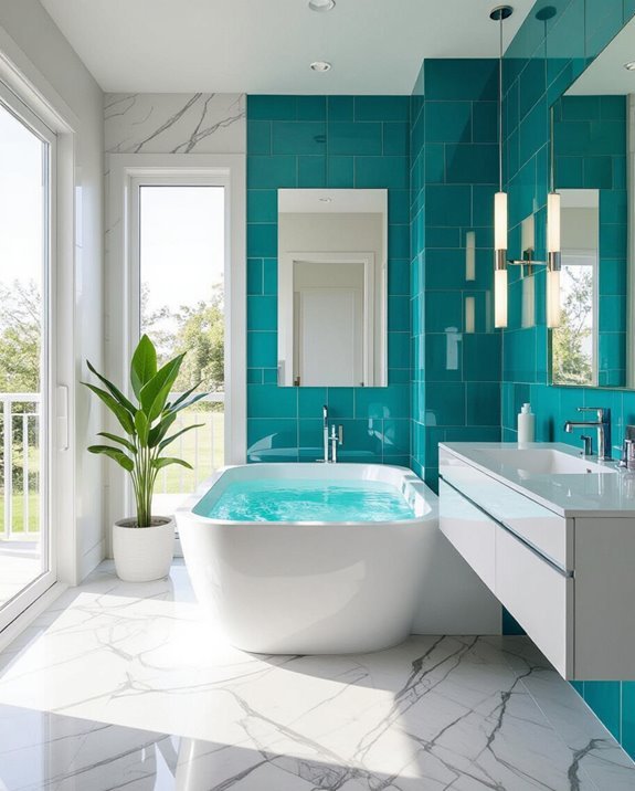 vibrant bathroom color accents