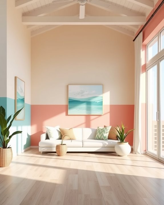vibrant beach inspired color blocking