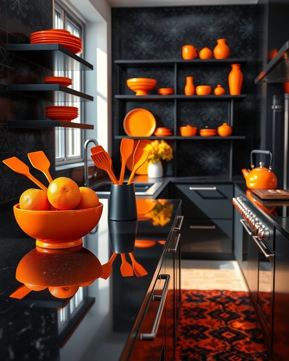 vibrant black and orange accessories