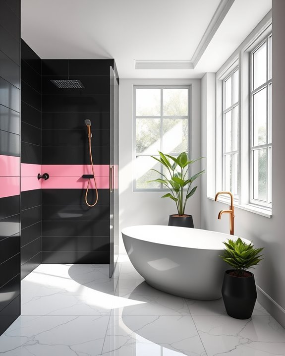 vibrant black and pink tiles