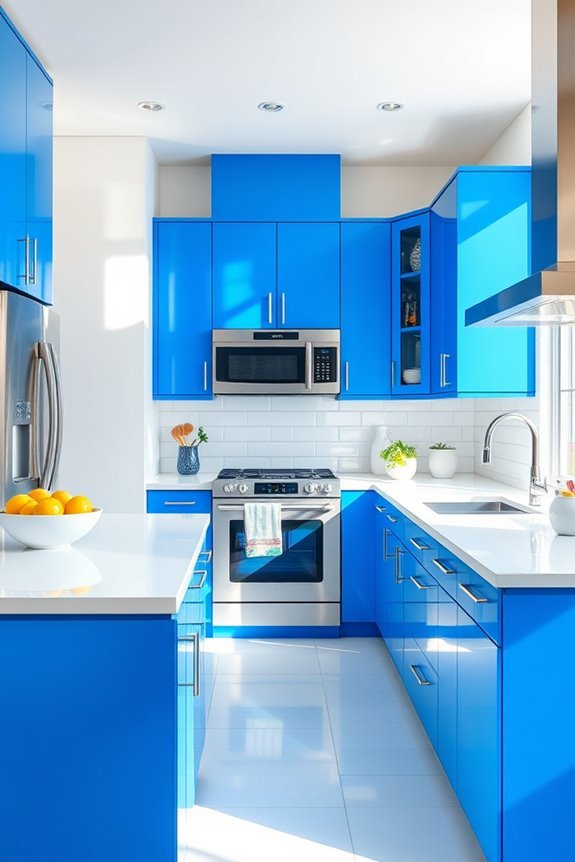 vibrant blue and white