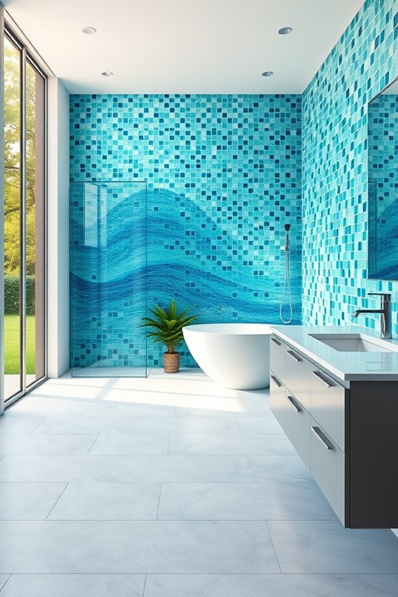 vibrant blue green mosaic oasis