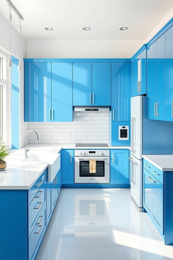 vibrant blue sleek white