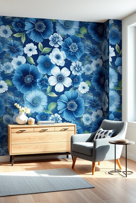vibrant bold blue florals