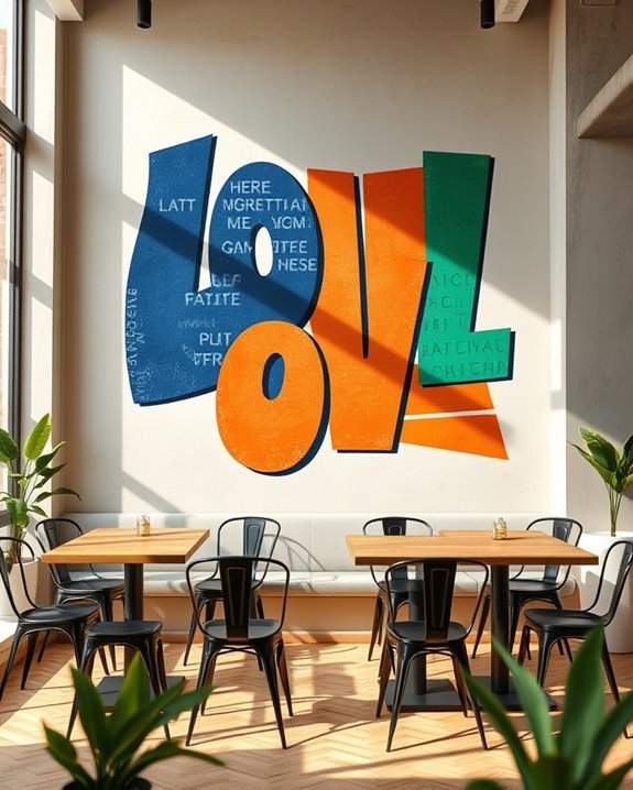 vibrant bold typography murals